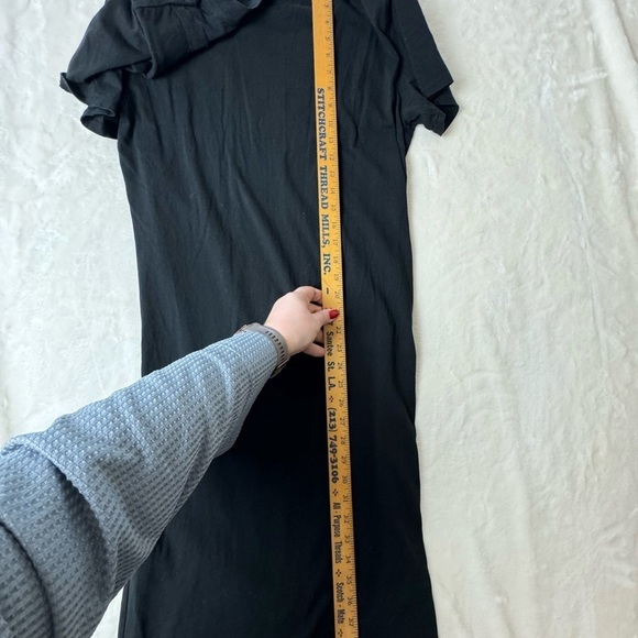 Frame T Shirt Dress Small Black Shoulder Pad Embellished Detail long - Picture 7 of 11